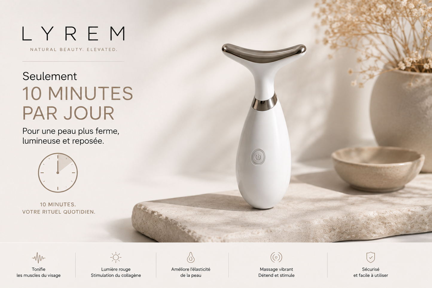 LYREM™ Facial Sculptor – Technologie EMS & LED 7 couleurs